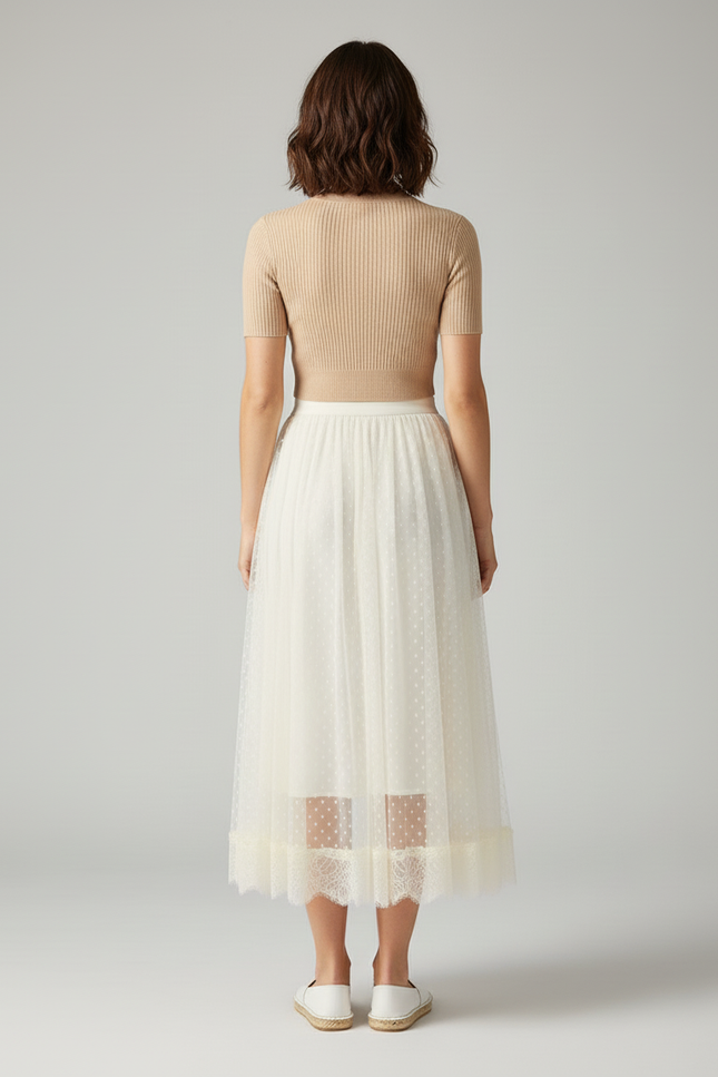 Jupe Plissée Tulle Longue Élégante