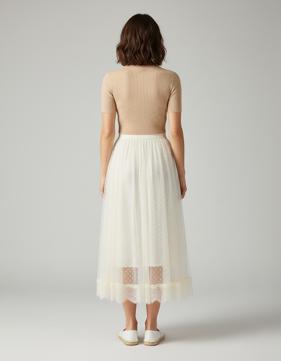 Jupe Plissée Tulle Longue Élégante