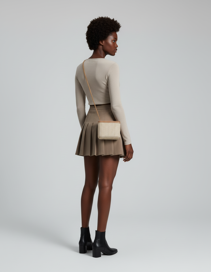 Jupe Plissée marron clair mini chic