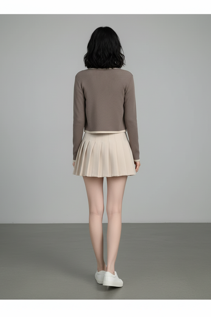 Jupe Plissée beige mini décontractée