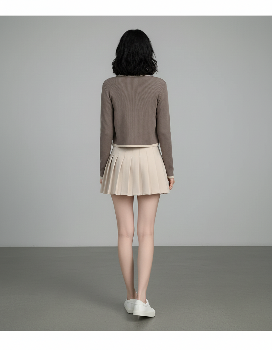 Jupe Plissée beige mini décontractée
