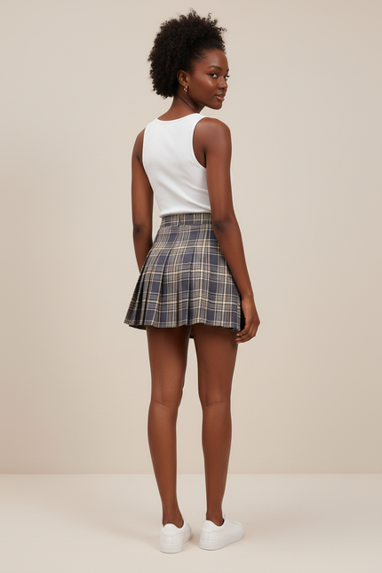 Jupe Plissée carreaux mini chic