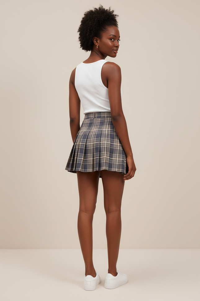 Jupe Plissée carreaux mini chic