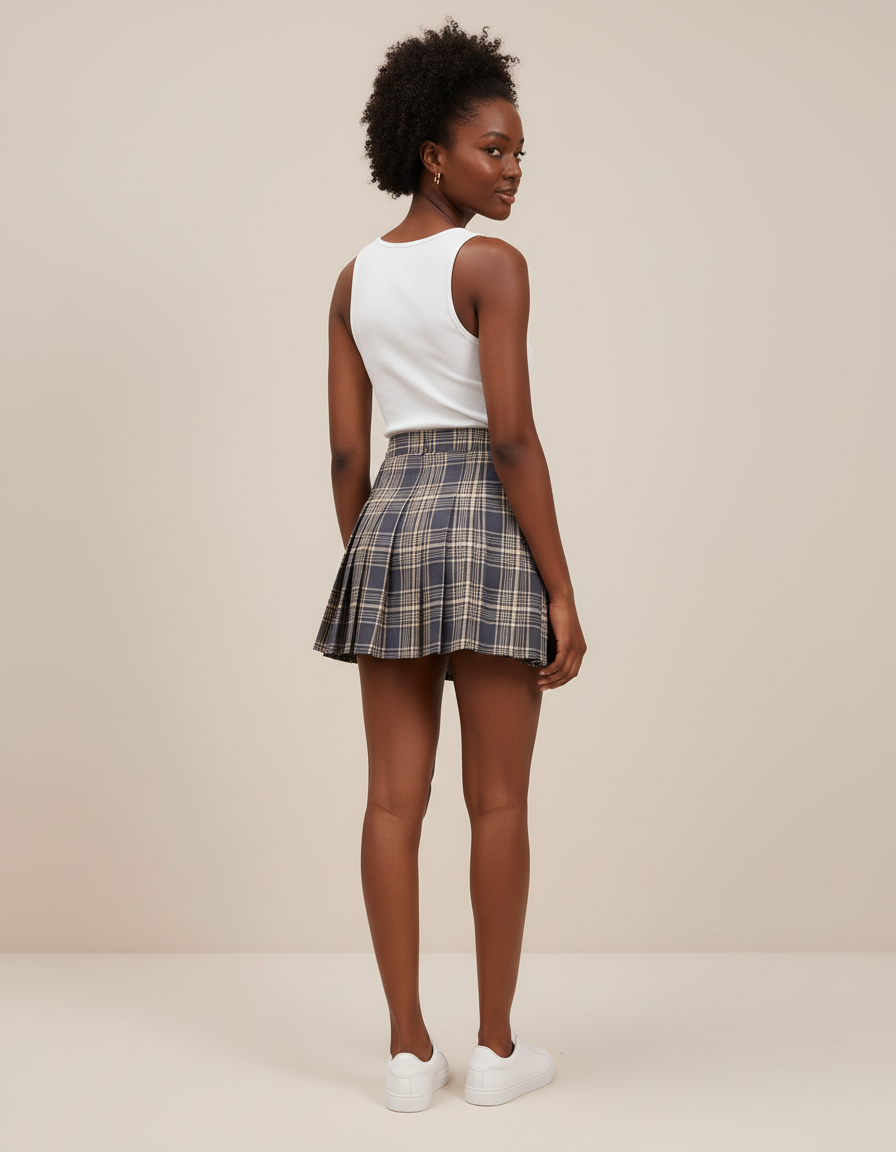 Jupe Plissée carreaux mini chic
