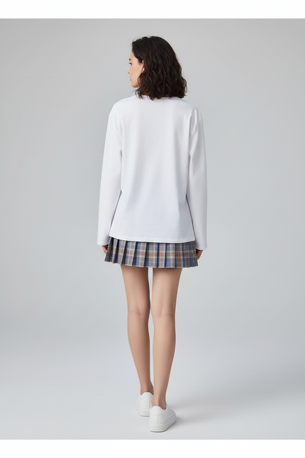 Jupe Plissée Écossaise Chic Bleu Beige