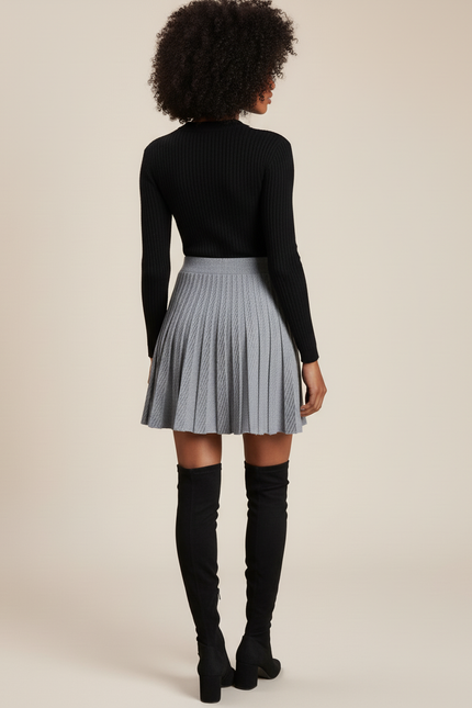 Jupe Plissée grise tricotée chic
