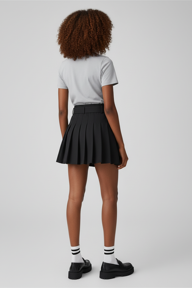 jupe short plissée noir