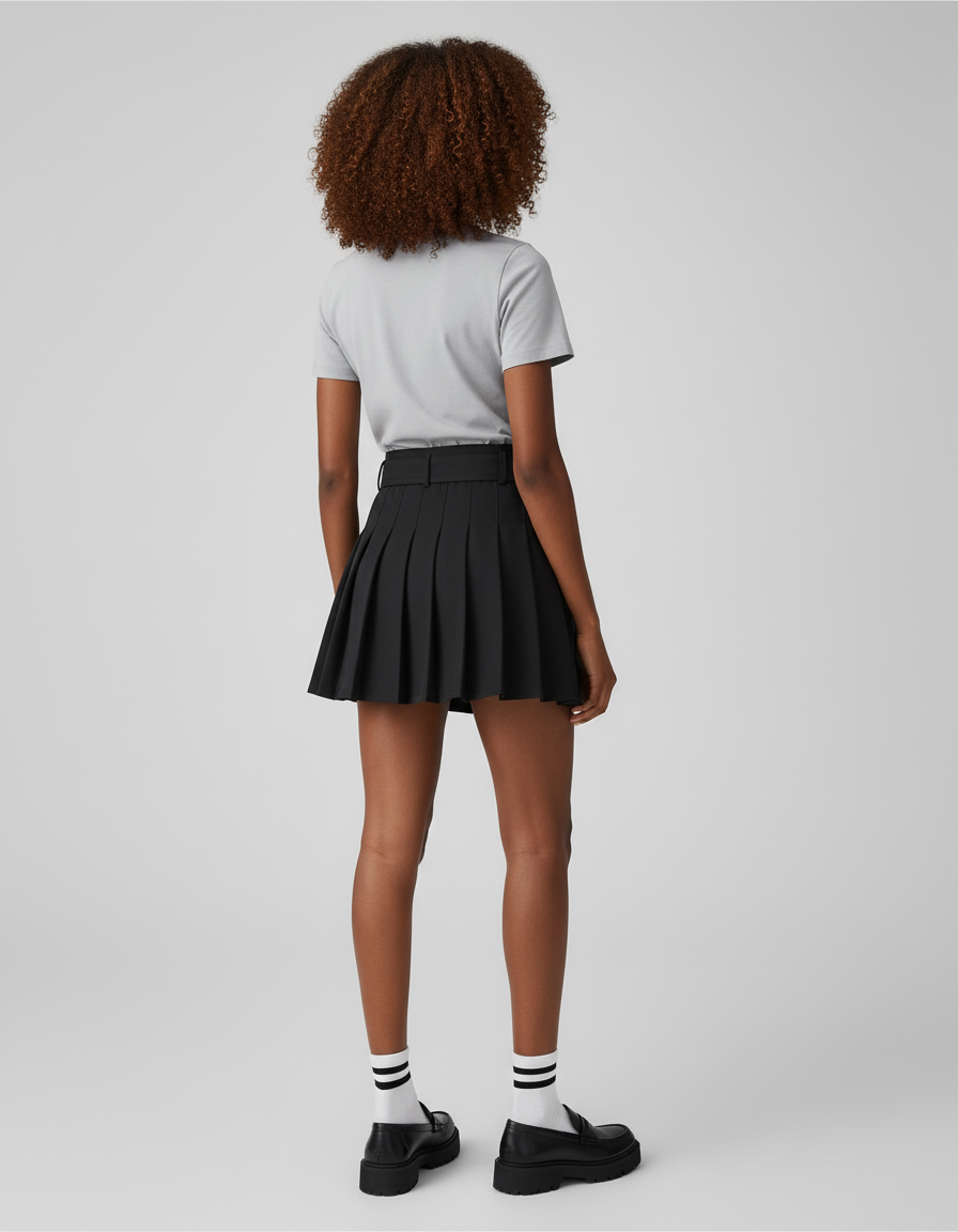 jupe short plissée noir