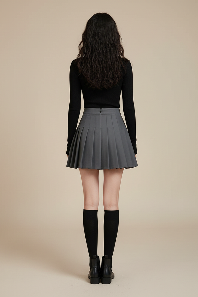 jupe short grise plissée