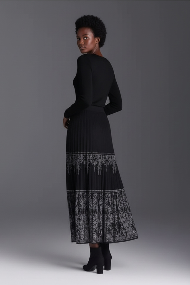 Jupe Plissée noire motifs élégante