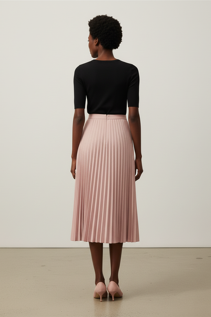 Jupe Plissée Rose Longue Élégante