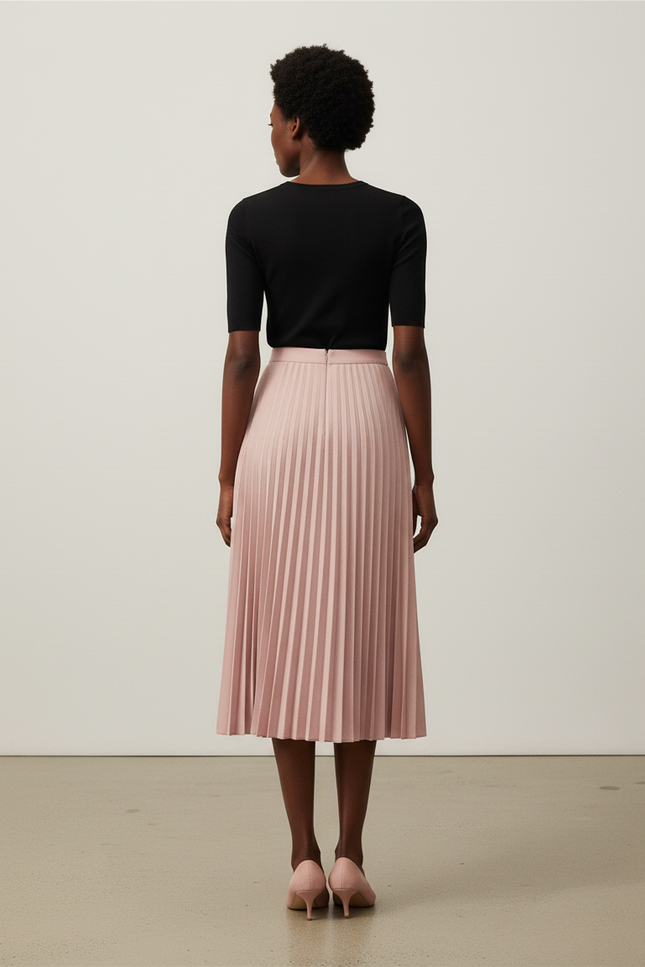 Jupe Plissée Rose Longue Élégante