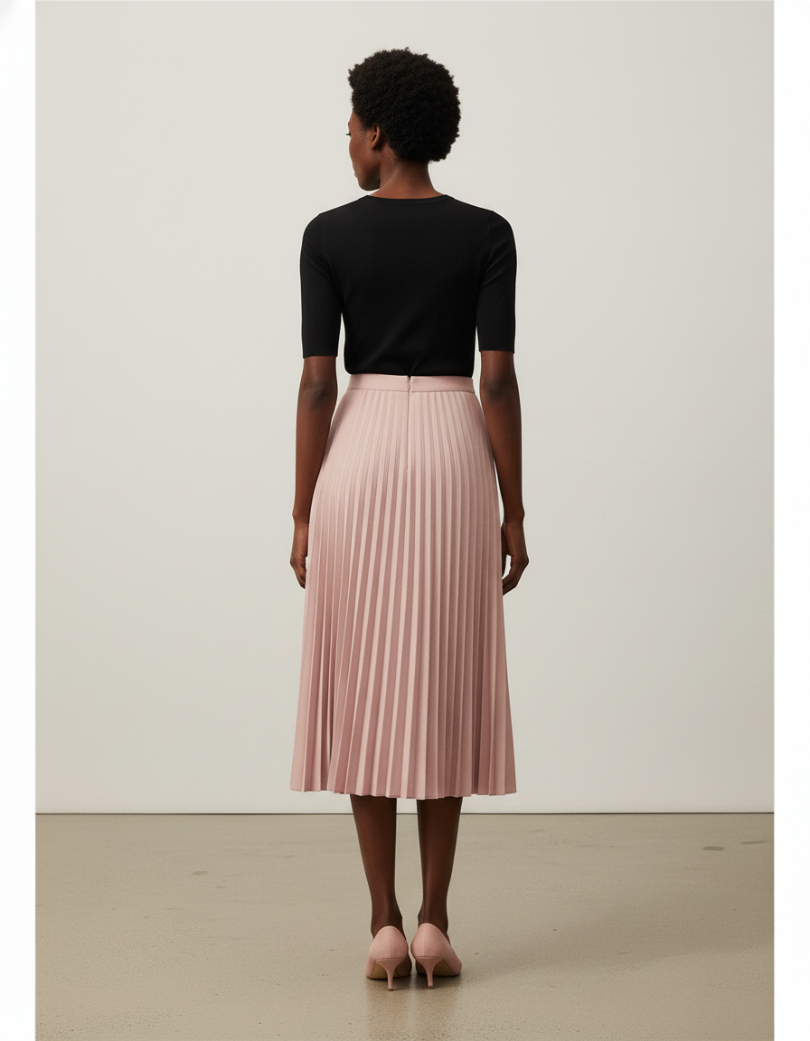 Jupe Plissée Rose Longue Élégante