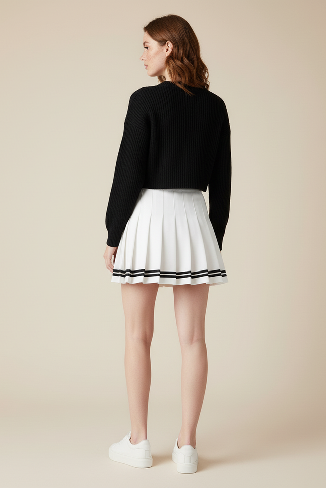 Jupe Plissée Blanche Mini Décontractée tendance