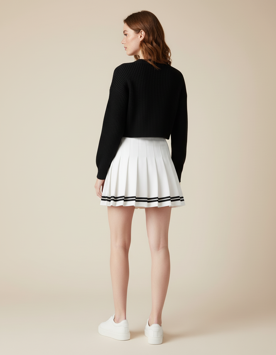 Jupe Plissée Blanche Mini Décontractée tendance