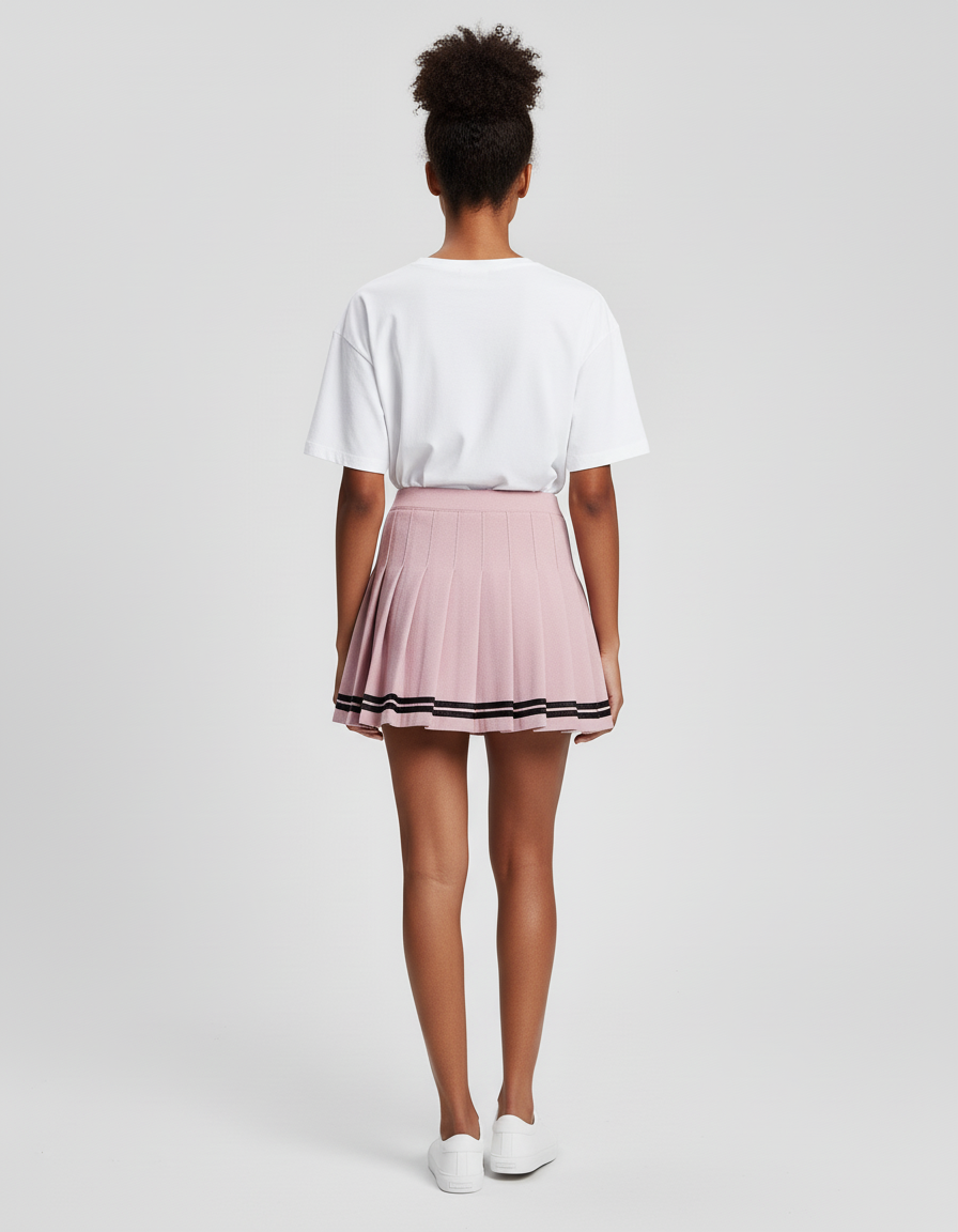 Jupe Plissée rose mini décontractée