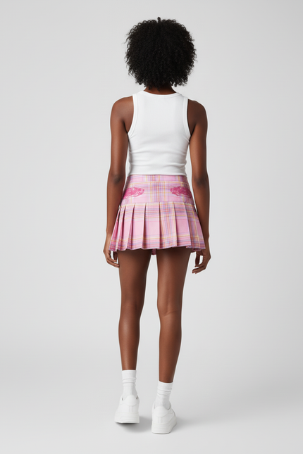 Jupe Plissée rose à carreaux mignonne