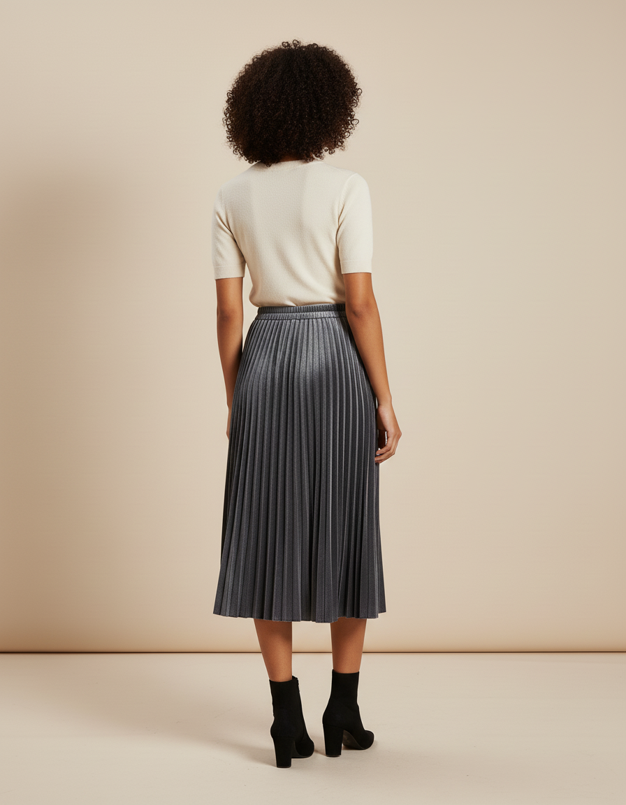 Jupe Plissée velours gris élégante