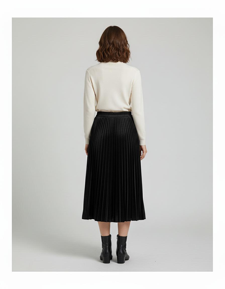 Jupe Plissée noire velours élégante