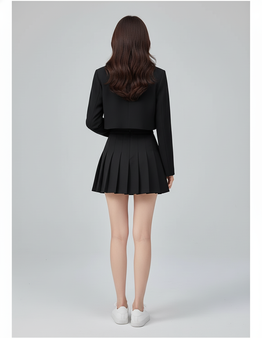 Jupe Plissée noire mini chic originale unique