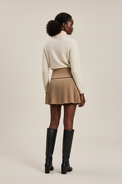 Jupe Plissée mini camel chic