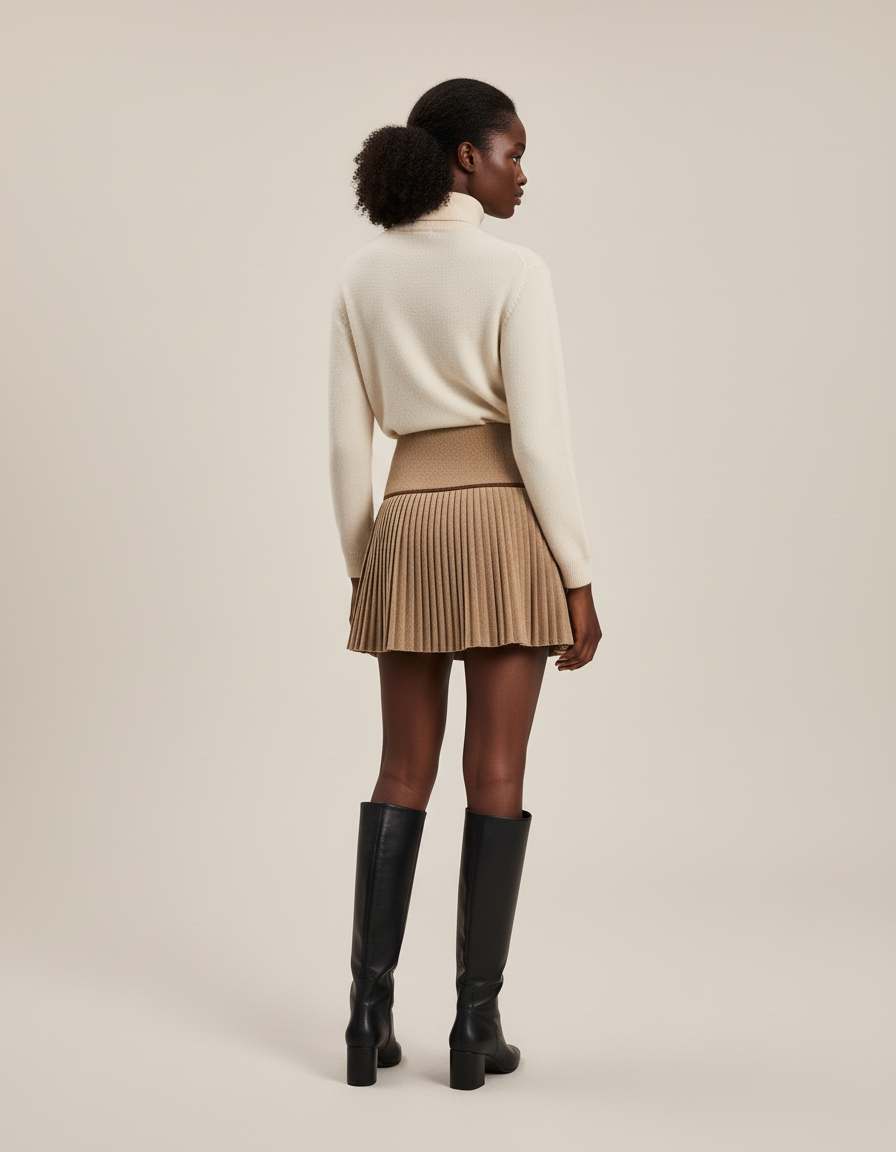 Jupe Plissée mini camel chic