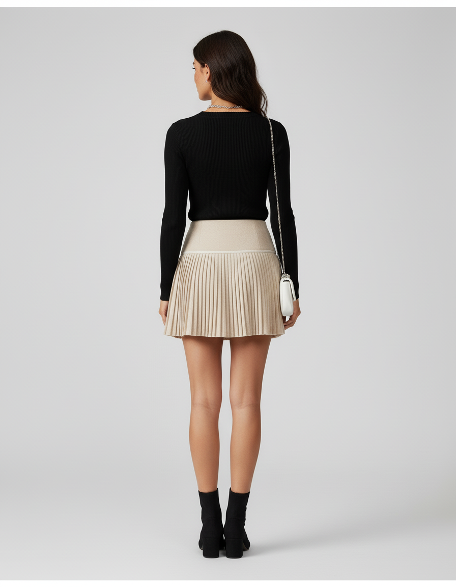 Jupe Plissée crème mini preppy