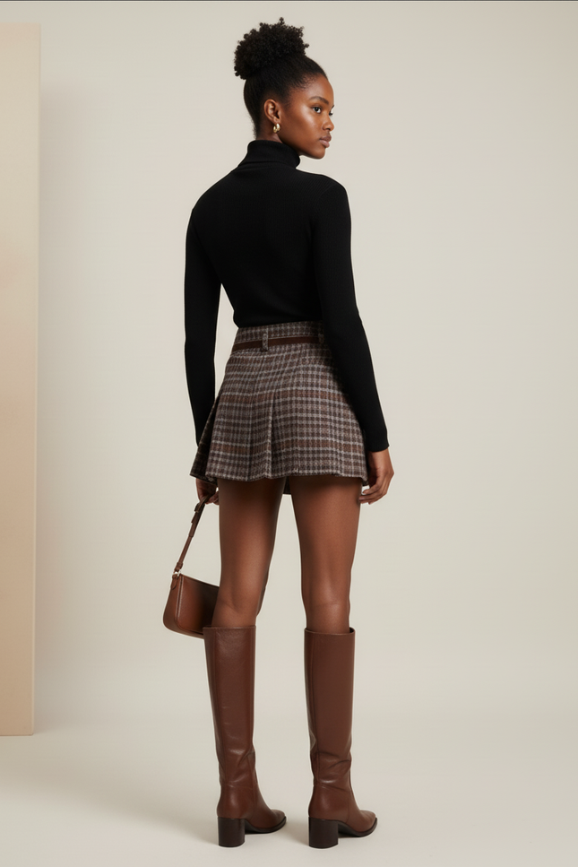 Jupe Plissée tweed carreaux chic