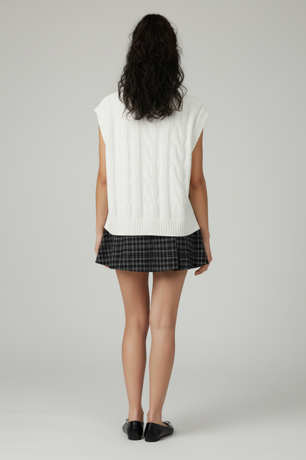 Jupe Plissée carreaux tweed décontractée