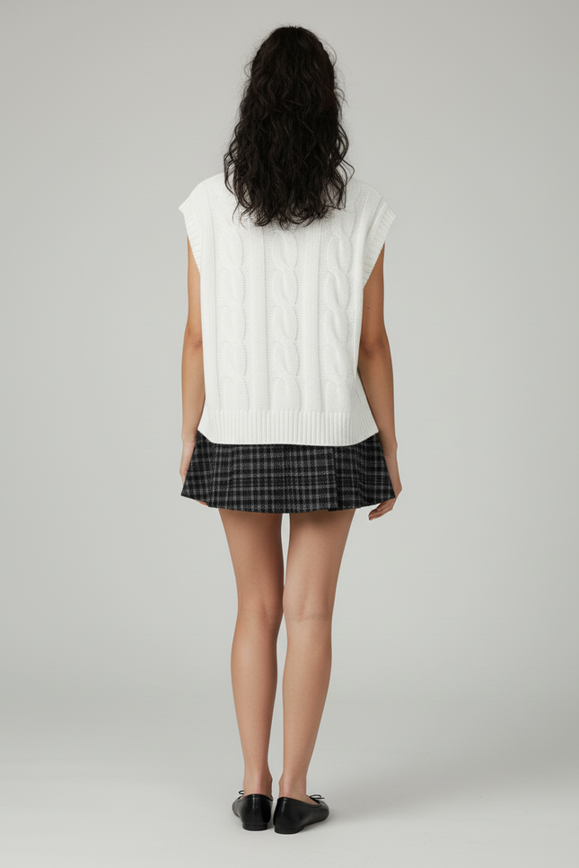 Jupe Plissée carreaux tweed décontractée