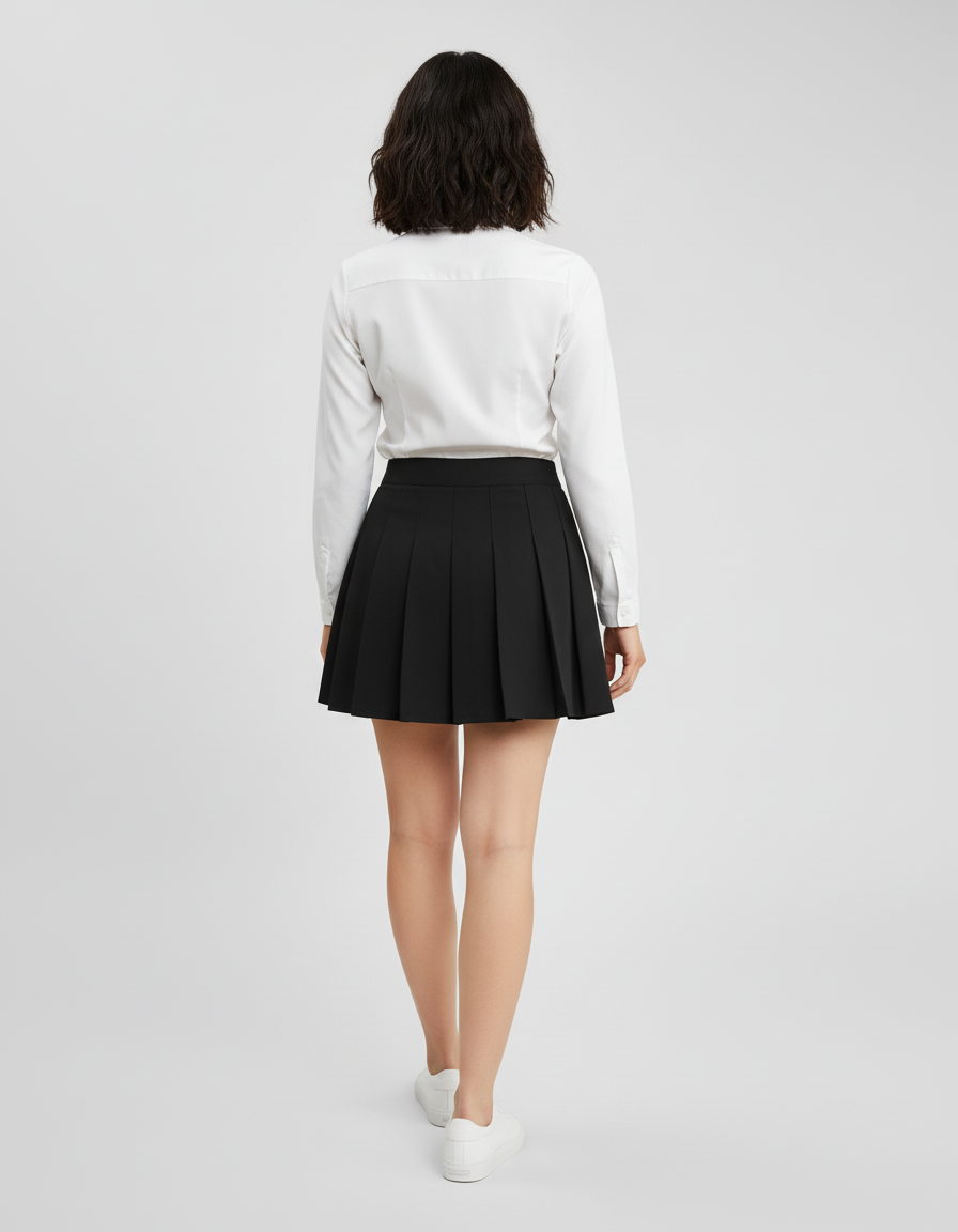 Jupe Plissée Noire Mini Chic quotidienne
