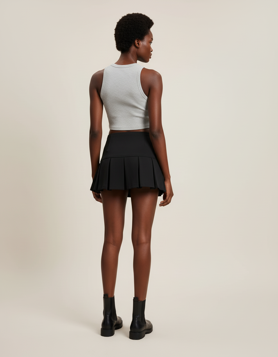 Jupe Plissée noire skater chic