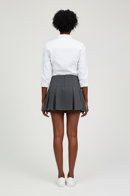 Jupe Plissée grise mini décontractée tendance