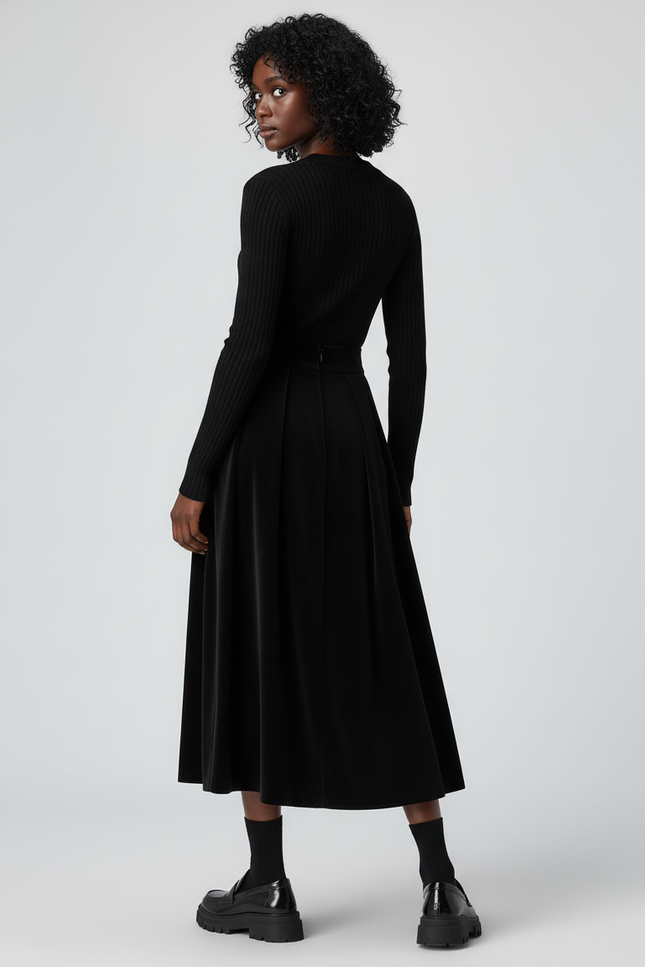 Jupe Plissée Velours Noir Élégante