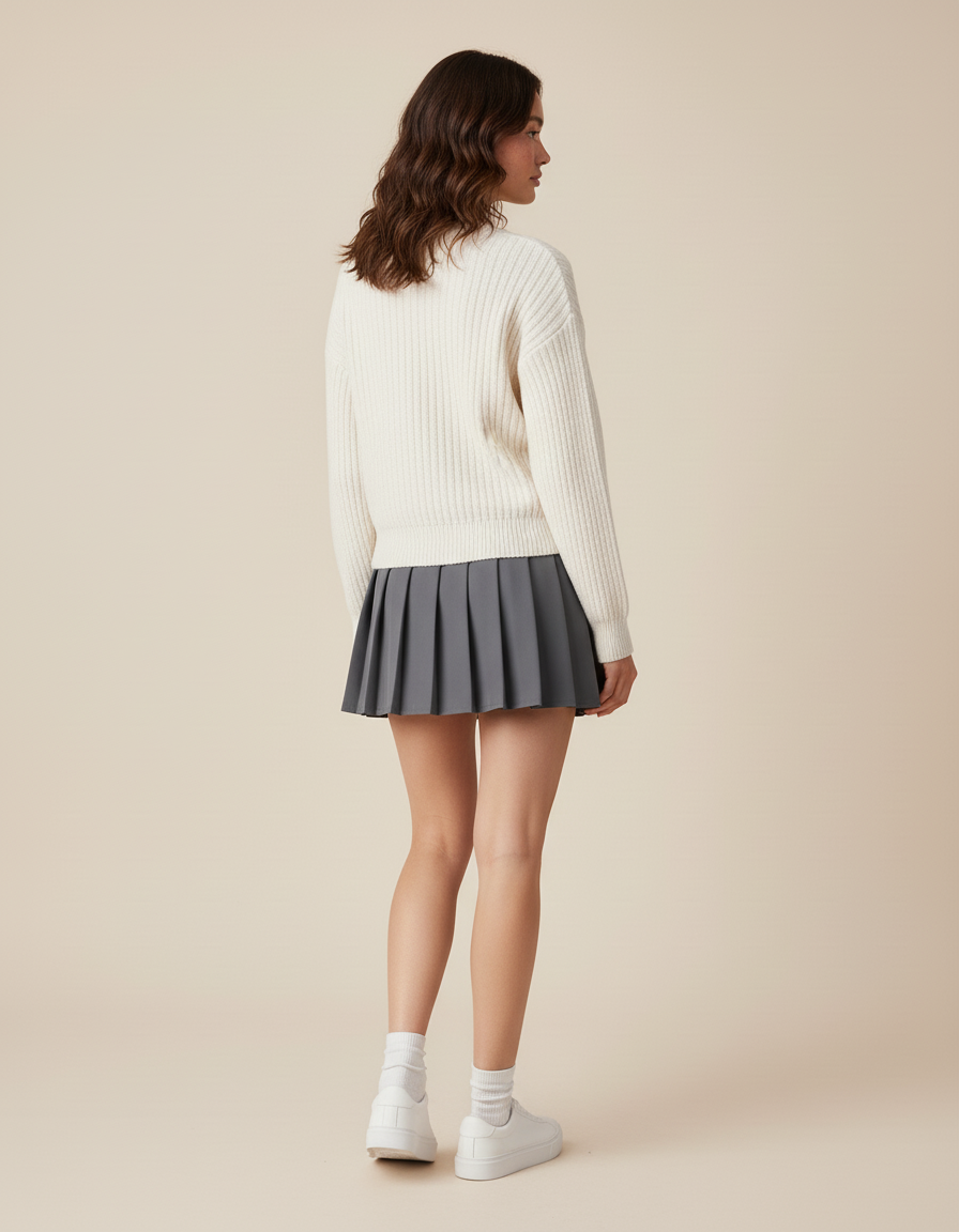 Jupe Plissée grise mini chic stylée