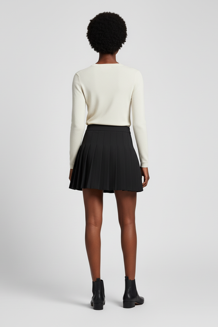 Jupe Plissée noire mini chic féminine gracile