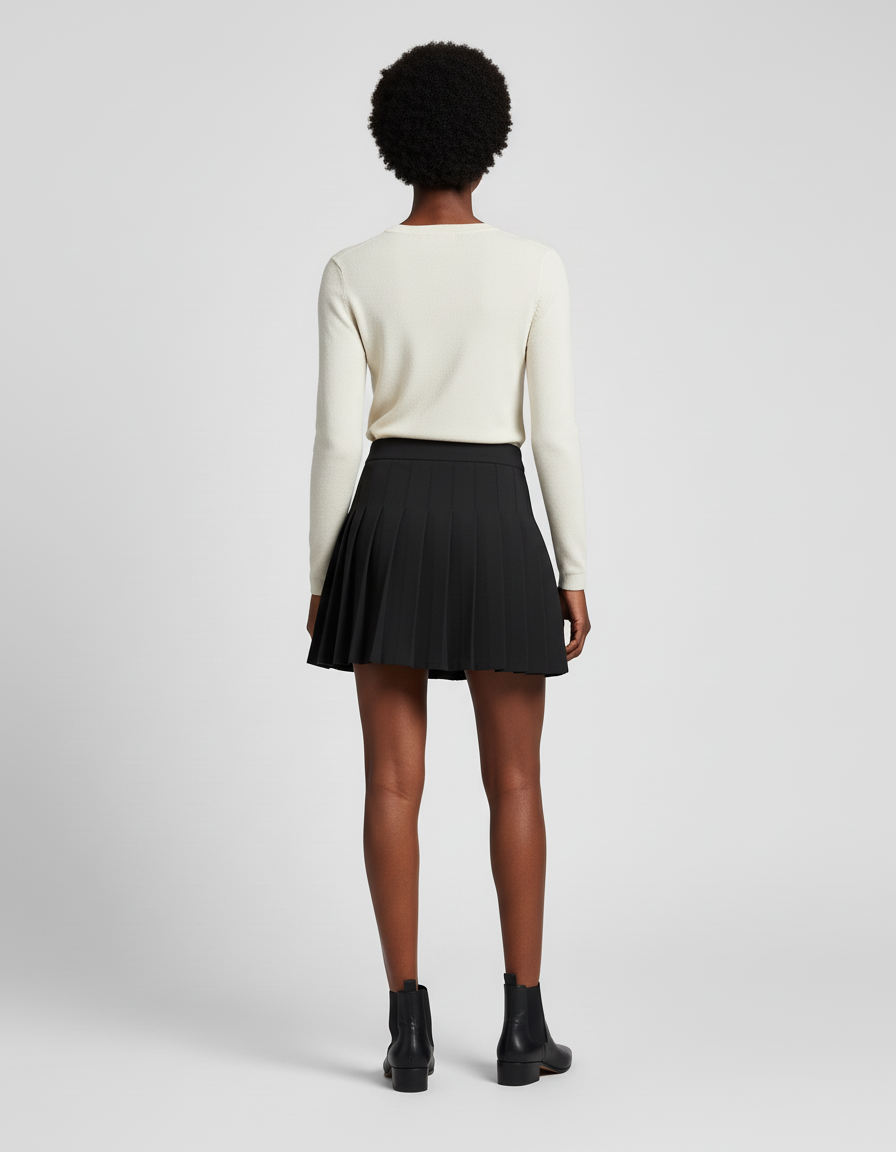 Jupe Plissée noire mini chic féminine gracile