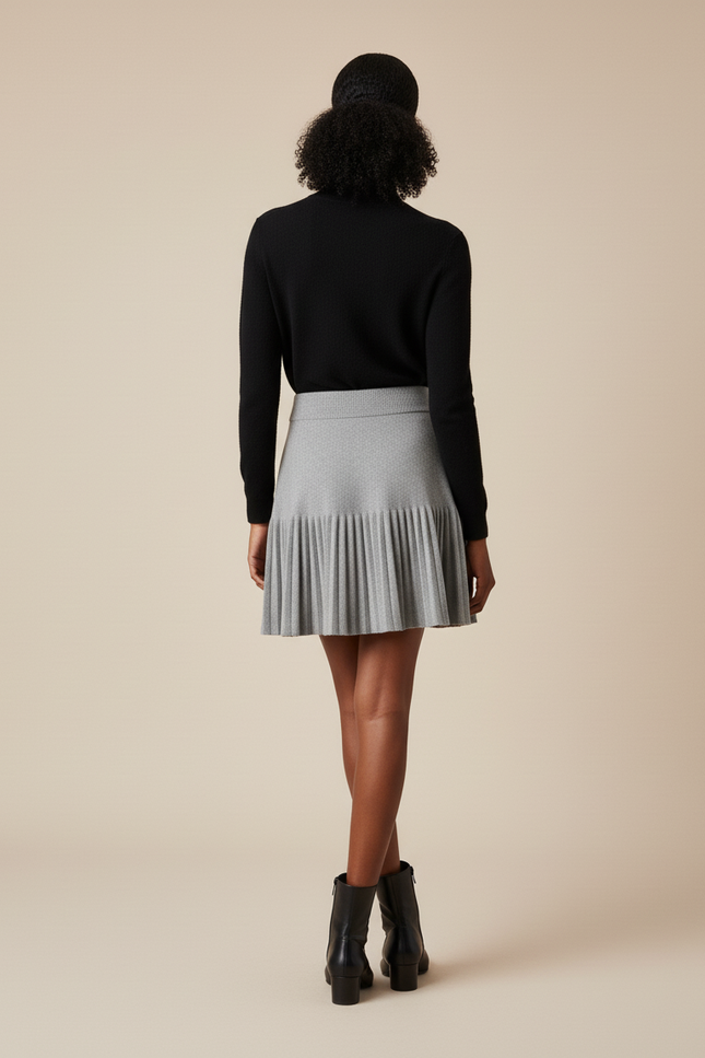jupe maille plissée en laine