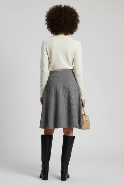 Jupe Plissée maille grise chic