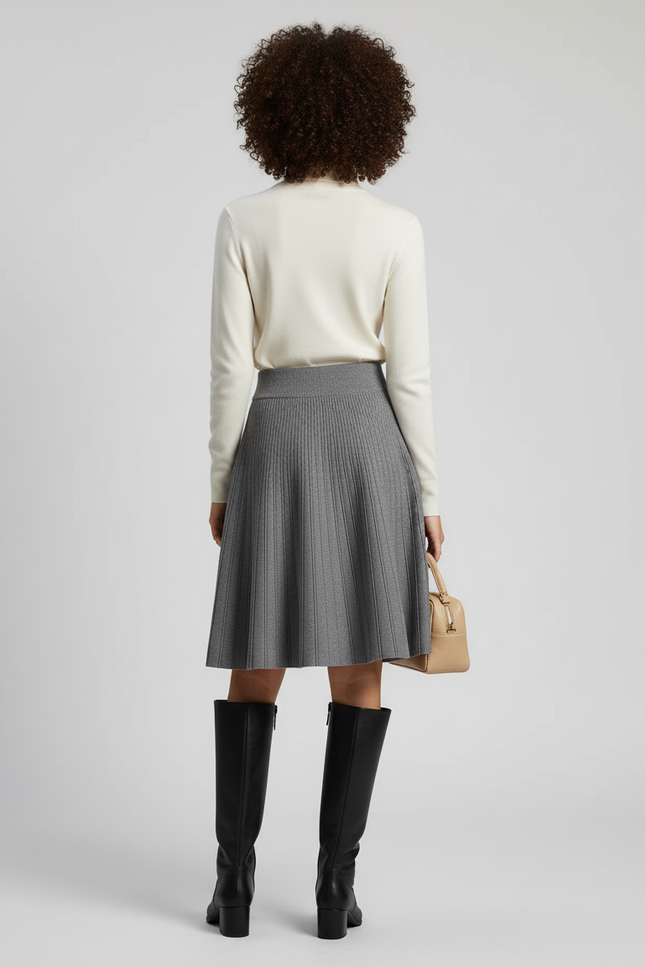 Jupe Plissée maille grise chic