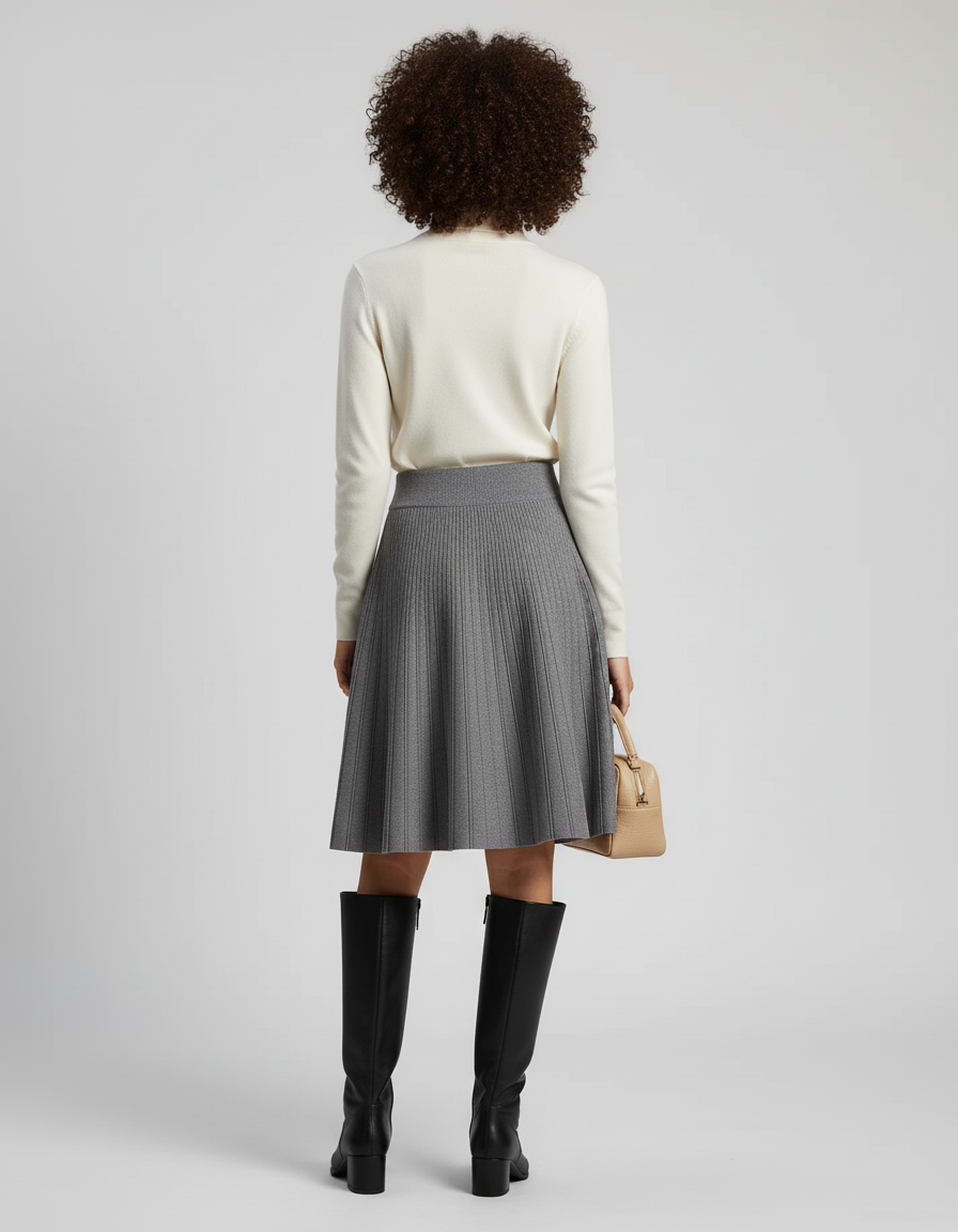 Jupe Plissée maille grise chic