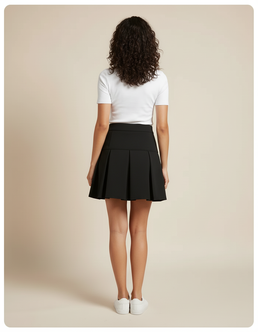 Jupe Plissée Noire Taille Haute Chic originale