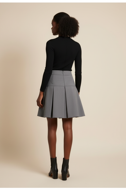 Jupe Plissée grise courte chic