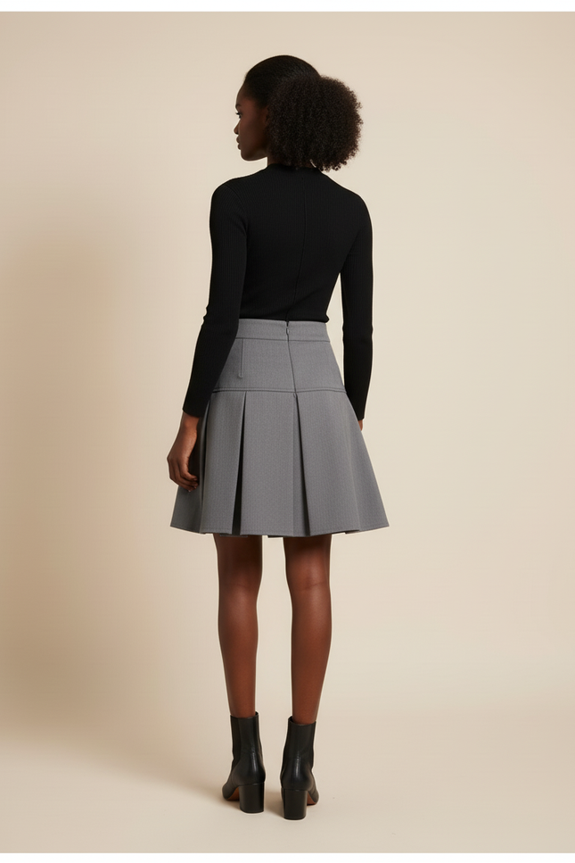 Jupe Plissée grise courte chic