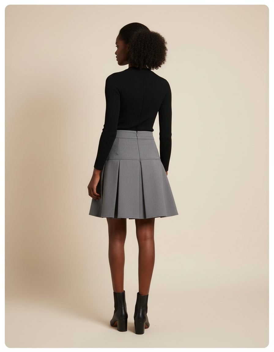 Jupe Plissée grise courte chic