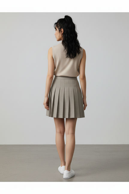 Jupe Plissée beige A-line chic