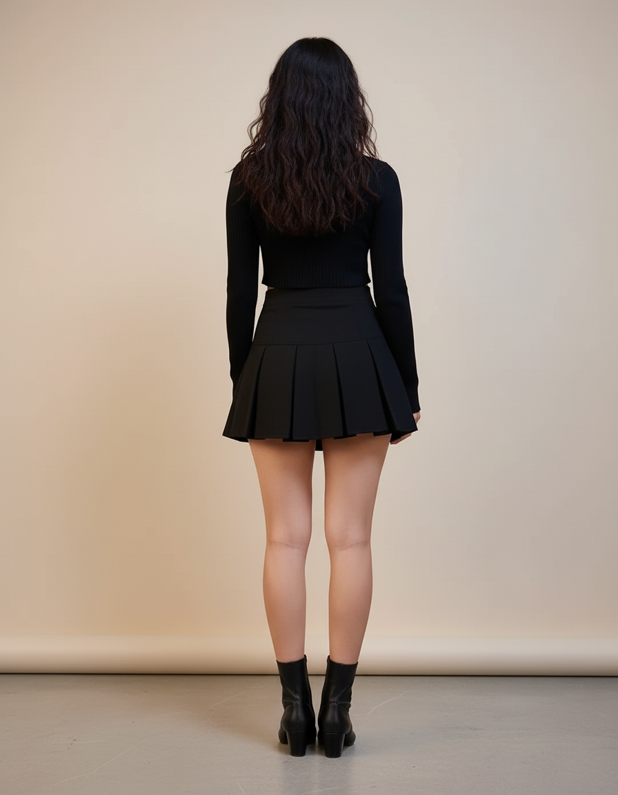 Jupe Plissée Noire Mini Chic urbaine