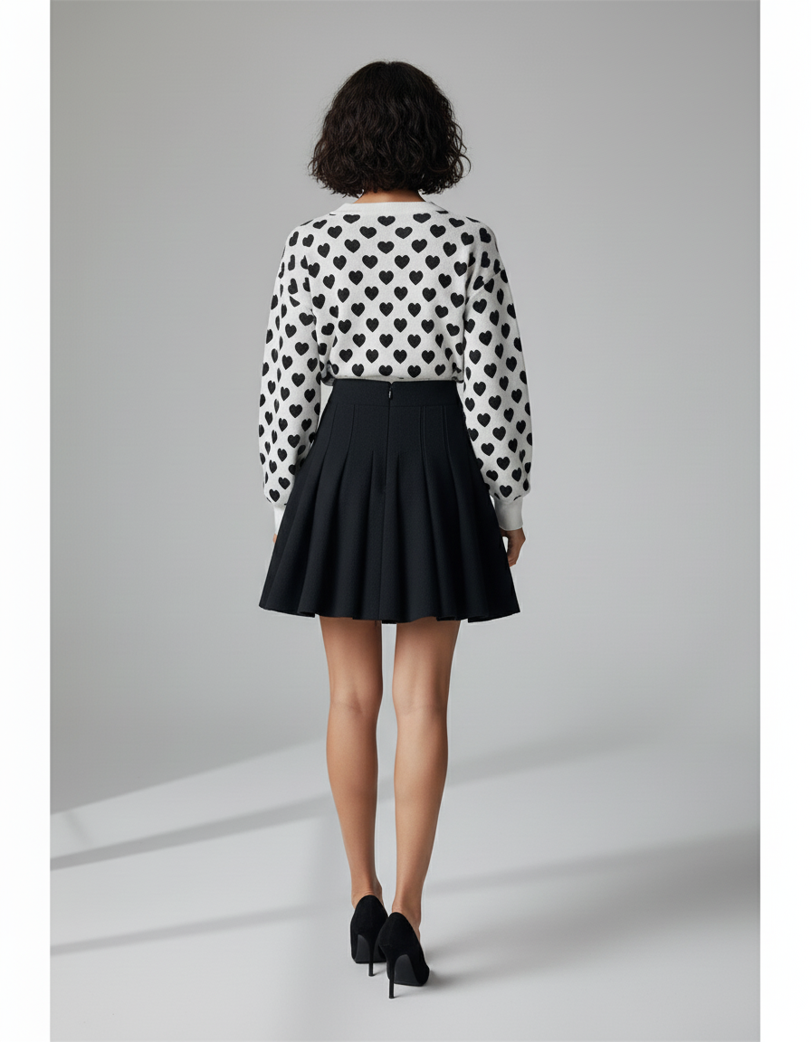 Jupe Plissée Noire Tricotée Chic raffinée