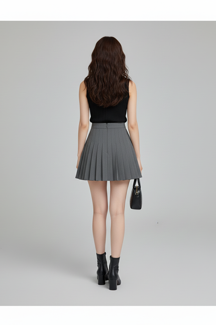 Jupe Plissée grise mini chic féminine