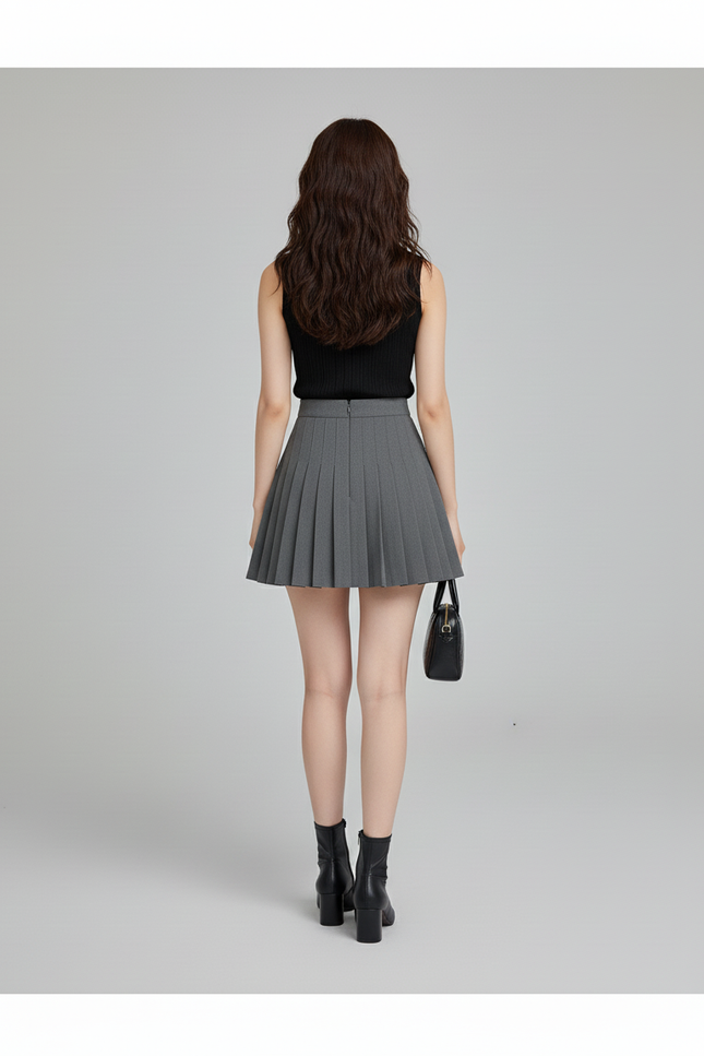Jupe Plissée grise mini chic féminine